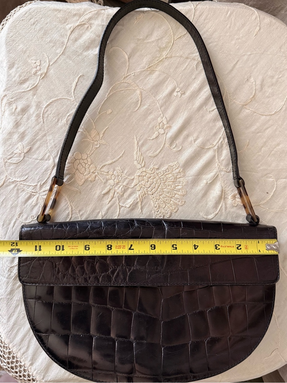 Vintage Furla embossed croc 90s style handbag purse shoulder bag quiet luxury - Picture 11 of 13